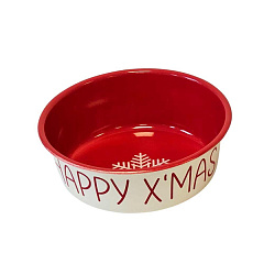 Новогодняя миска для собак из нержавеющей стали Снежинка Snowflake Happy Xmas Nobby