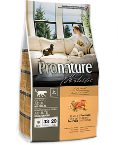 Сухий холістик корм для дорослих кішок старше 1 року з качкою та апельсинами Pronature Holistic Adult Duck&Orange Сухий холістик корм для дорослих кішок старше 1 року з качкою та апельсинами Pronature Holistic Adult Duck&Orange