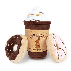 М'яка іграшка для собак Напій та Два Пончики з пищалкою FuzzYard Plush Pascua 3PK Hop Cocoa + Donuts