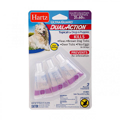 Капли от блох и клещей для щенков и собак весом 14-28 кг Hartz UltraGuard Dual Action