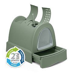 Закрытый туалет-домик из вторичного пластика с угольным фильтром и лопаткой для котов Imac Zuma 2nd Plastic Life