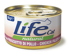 Консерва для кошек Куриное филе с Ветчиной Life Cat Natural Chicken Fillets & Ham Консерва для кошек Куриное филе с Ветчиной Life Cat Natural Chicken Fillets & Ham