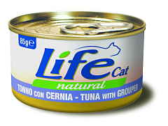 Консерва для котов Тунец с Окунем Life Cat Natural Tuna & Grouper Консерва для котов Тунец с Окунем Life Cat Natural Tuna & Grouper