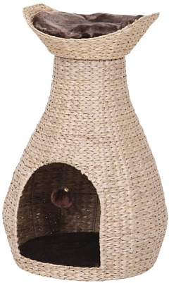 Плетеная когтеточка-домик с лежаком для кошек Makan Nobby