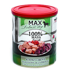 Консервированное мясо для собак Кусочки Свинины и Говядины с Олениной FALCO MAX Deluxe Dog 100% Meat Cubes Lean Muscle & Venison