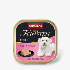 Беззернова консерва без сої для собак Паштет з Індичкою та Шинкою Animonda Vom Feinsten Adult Turkey & Ham