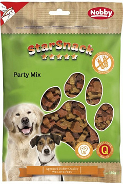 Беззерновые лакомства без сахара для собак Мясные косточки Nobby StarSnack Grain Free Party Mix