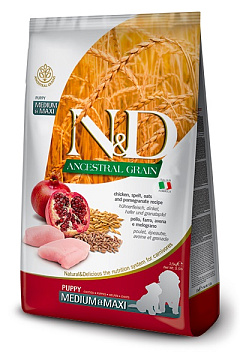 Сухий корм для цуценят з Куркою, Гранатом та Злаками Farmina N&D AG Medium & Maxi Puppy Chicken & Pomegranate