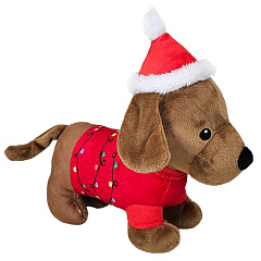Новорічні м'які іграшки для собак Різдвяний Песик з пищалкою Dog Plush Xmas Nobby