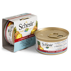 Консерва для котів віком від 1 року Тунець з Ананасом у бульйоні Schesir Adult Cat Tuna & Pineapple in Broth