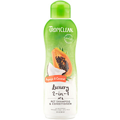 Увлажняющий шампунь-кондиционер с папайей и кокосом для собак и котов TropiClean Luxury 2 in 1 Papaya & Coconut Увлажняющий шампунь-кондиционер с папайей и кокосом для собак и котов TropiClean Luxury 2 in 1 Papaya & Coconut