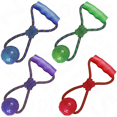 KONG Squeezz Ball W/Rope Жувальна іграшка для собак М'яч з пищалкою на канаті з ручкою