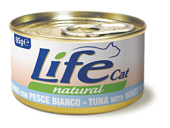 Консерва для кошек Тунец с Белой Рыбой Life Cat Natural Tuna & White Fish Консерва для кошек Тунец с Белой Рыбой Life Cat Natural Tuna & White Fish