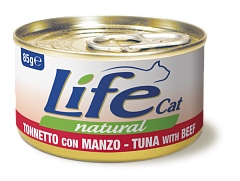 Консерва для кошек Тунец с Говядиной Life Cat Natural Tuna & Beef Консерва для кошек Тунец с Говядиной Life Cat Natural Tuna & Beef
