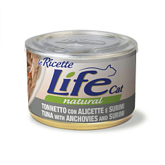 Консерва для кішок Тунець з Анчоусами та Сурімі Life Cat Natural Tuna, Anchovies & Surimi