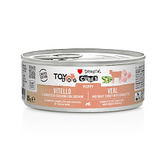 Безглютеновая консерва для щенков маленьких пород Телятина с Запеченной Индейкой и Кабачком Disugual TOYDog Cubes 92% Puppy Veal