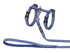 Анатомическая шлея-восьмерка с поводком для котов Моряк Marine Navy Cat Harness Nobby Анатомическая шлея-восьмерка с поводком для котов Моряк Marine Navy Cat Harness Nobby