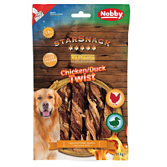 Жувальні ласощі для собак Палички з В'яленої Курки та Качки Nobby StarSnack Low Fat BBQ Chicken & Duck Twist Жувальні ласощі для собак Палички з В'яленої Курки та Качки Nobby StarSnack Low Fat BBQ Chicken & Duck Twist