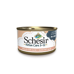 Консерва для котят в возрасте до 1 года Куриное филе с Алое в желе Schesir Kitten Chicken Fillets & Aloe in Jelly