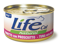 Консерва для котов Тунец с Куриной Ветчиной Life Cat Natural Tuna & Chicken Ham Консерва для котов Тунец с Куриной Ветчиной Life Cat Natural Tuna & Chicken Ham