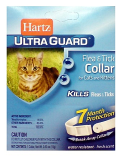Инсектоакарицидный ошейник для котов от блох и клещей Hartz Ultra Guard Flea & Tick Collar Cats & Kittens Инсектоакарицидный ошейник для котов от блох и клещей Hartz Ultra Guard Flea & Tick Collar Cats & Kittens