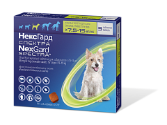 Таблетки проти усіх видів паразитів для собак вагою 7,5-15 кг НексГард Спектра Boehringer Ingelheim NexGard Spectra Dogs