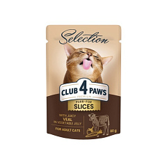 Вологий корм для котів Телятина в овочевому желе Club 4 Paws Premium Selection Slices Veal