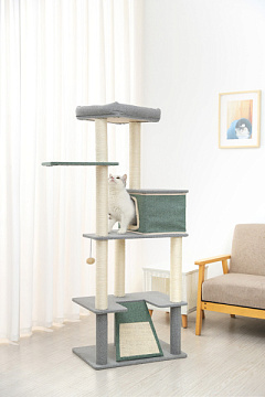 Багаторівневий ігровий комплекс-кігтеточка для кота з будиночком, іграшкою та дряпалкой Imac Cindy Багаторівневий ігровий комплекс-кігтеточка для кота з будиночком, іграшкою та дряпалкой Imac Cindy