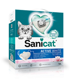 Ультракомкуючий білий бентонітовий наповнювач для котів з ароматом лотосу Sanicat Ultra Clumping Active White Lotus