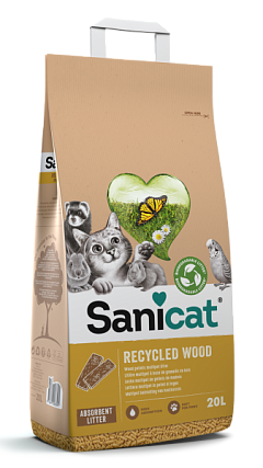 Поглинаючий гіпоалергенний деревний наповнювач для котів Sanicat Recycled Wood