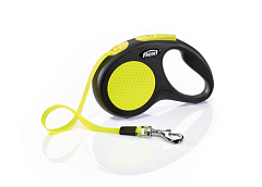 Неоновий повідець-рулетка для собак маленьких порід вагою до 15 кг Flexi New Neon S Tape стрічка 5 m Неоновий повідець-рулетка для собак маленьких порід вагою до 15 кг Flexi New Neon S Tape стрічка 5 m
