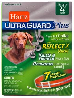Светоотражающий ошейник для собак от блох и клещей Hartz Ultra Guard Plus Flea & Tick Collar Dogs & Puppies