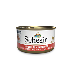 Консерва для котов в возрасте от 1 года Тунец с Креветками в желе Schesir Adult Cat Tuna & Shrimps in Jelly