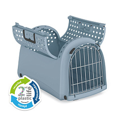 Переноска из вторичного пластика с раздвижной крышкой для котов и маленьких собак весом до 6 кг Imac Linus Cabrio 2nd Plastic Life