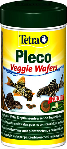 Полноценный корм с цуккини для донных травоядных рыб Tetra Pleco Veggie Wafers