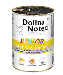 Безглютенова консерва для цуценят з Курячими Шлунками Dolina Noteci Premium Junior Chicken Stomach