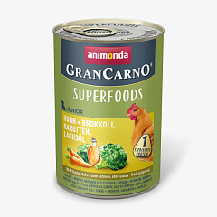 Монопротеїнова консерва без сої для собак Шматочки Курки з броколі, морквою та лососевою олією Animonda Gran Carno Single Protein Superfoods Chicken