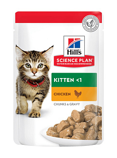 Вологий корм з куркою для кошенят та вагітних або годуючих кішок Hill's Science Plan Kitten Chicken