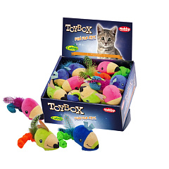 Іграшка для котів ToyBox Мишенята з пір'ями та котячою м’ятою Mouse Plush Catnip Nobby