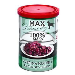 Консервоване м'ясо для собак Шматочки Оленини MAX Deluxe Dog 100% Meat Venison Pieces