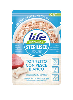 Влажный корм для стерилизованных кошек Тунец с Белой Рыбой Life Cat Natural Sterilised Tuna & White Fish Влажный корм для стерилизованных кошек Тунец с Белой Рыбой Life Cat Natural Sterilised Tuna & White Fish