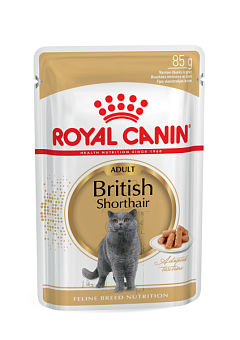 Влажный корм в соусе для взрослых котов и кошек породы Британская Короткошерстная Royal Canin British Shorthair Adult