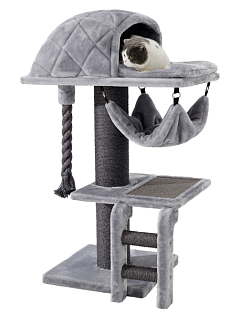 Кігтеточка-ігровий комплекс з гамаком, лежанкою та лазалкою для котів Rami Gray Nobby