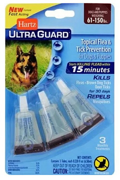Антипаразитарные капли для собак весом от 28 кг от блох и клещей Hartz Ultra Guard Flea & Tick Spot-on Dogs