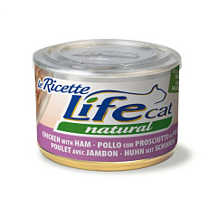 Консерва для кішок Курка з Шинкою та Стручковою квасолею Life Cat Natural Chicken & Ham-Pollo