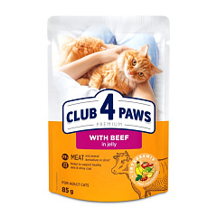 Влажный корм для взрослых котов Говядина в желе Club 4 Paws Premium Beef in Jelly Влажный корм для взрослых котов Говядина в желе Club 4 Paws Premium Beef in Jelly