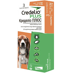 Жувальні пігулки для собак вагою 5,5-11 кг від бліх, гельмінтів, іксодових та шкірних кліщів Кределіо Плюс Credelio Plus Elanco