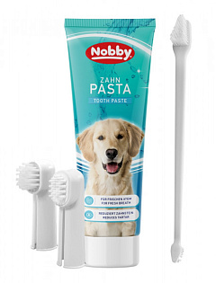 Зубная паста для собак с тремя щетками в комплекте Pasta Nobby