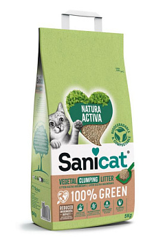 Рослинний комкуючий біорозкладний наповнювач без пилу для котів Sanicat Natura Activa 100% Green Рослинний комкуючий біорозкладний наповнювач без пилу для котів Sanicat Natura Activa 100% Green