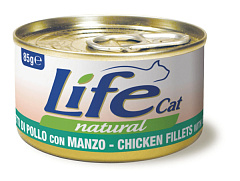 Консерва для кошек Курица с Говядиной Life Cat Natural Chicken Fillets & Beef